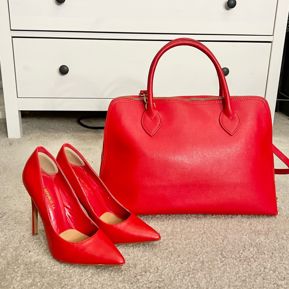 Shoes Republic LA Apple Red Pumps